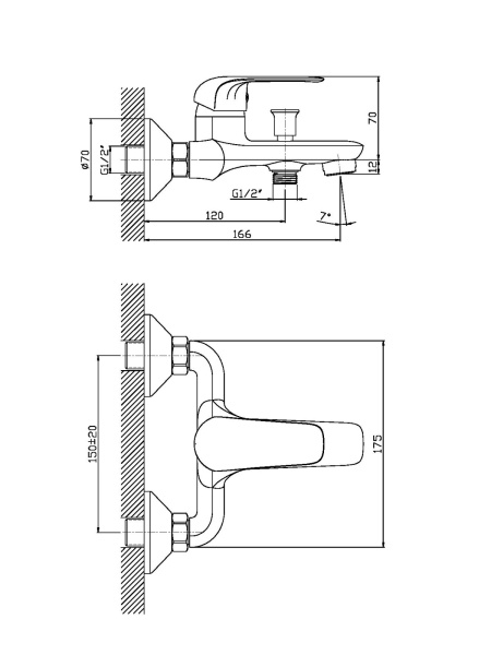 Смеситель для ванны однорычажный с душевым набором Orange Iris M41-100cr хром